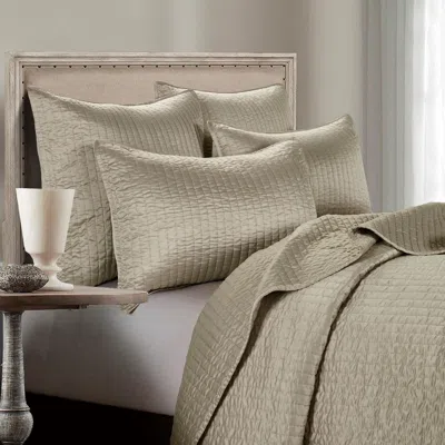 Ashley Indigo Hill Satin Channel 3-piece Full/queen Quilt Set In Taupe