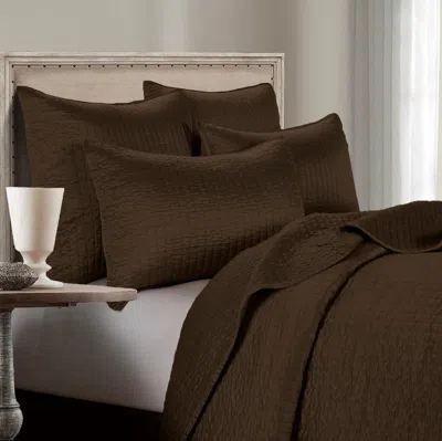 Ashley Indigo Hill Satin Channel 3-piece King Quilt Set In Brown