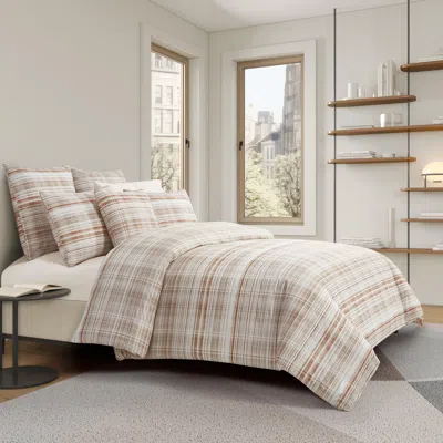 Ashley J. Queen Modern Pascal 3 Piece Full/queen Duvet Cover Set In Cinnamon
