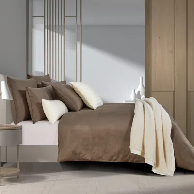 Ashley J. Queen Modern Valencia Full/queen Duvet Cover 3 Piece Set In Mocha