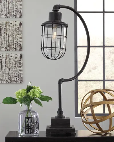 Ashley Jae Desk Lamp In Antique Black