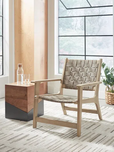 Ashley Jameset Leather Accent Chair Leather In Taupe