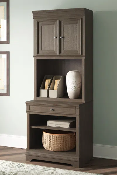 Ashley Janismore 79" Bookcase In Weathered Gray