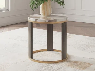 Ashley Jazmore End Table In Brown/brass Finish
