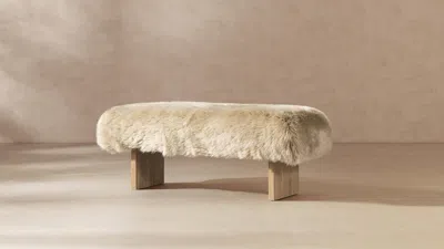 Ashley Jennifer Taylor Home Leda Sheepskin Fur Accent Bench In Natural Blonde