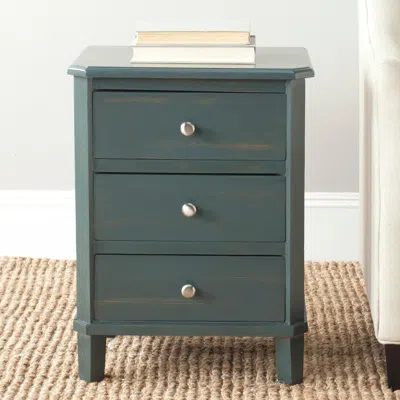 Ashley Joe Nightstand With Storage Drawers In Steel Teal