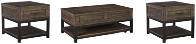 Ashley Johurst Coffee Table With 2 End Tables In Grayish Brown
