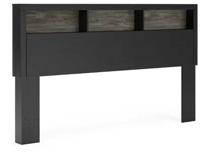Ashley Jonnifer Lighted King Bookcase Headboard In Black/gray