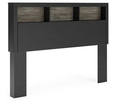 Ashley Jonnifer Lighted Queen Bookcase Headboard In Black/gray