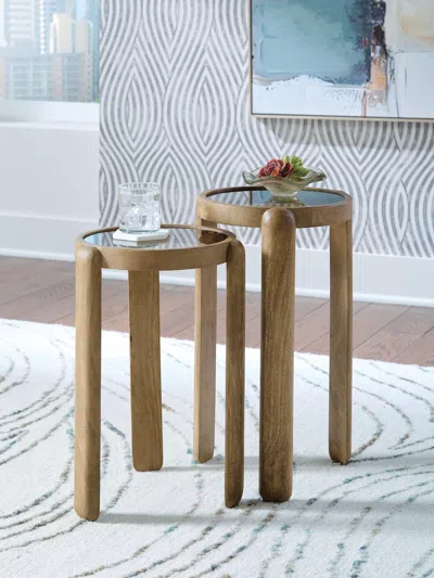 Ashley Jossor Accent Table (set Of 2) In Light Brown