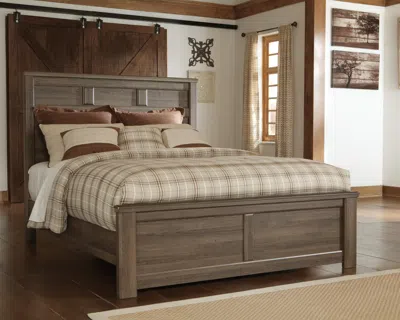 Ashley Juararo Queen Panel Bed In Dark Brown