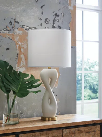 Ashley Judrich Table Lamp In White/gold Finish