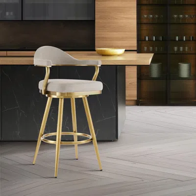 Ashley Justin Swivel Bar Height Stool In Taupe