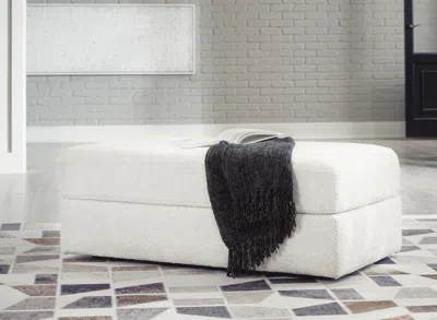 Ashley Karinne Oversized Accent Ottoman In Linen