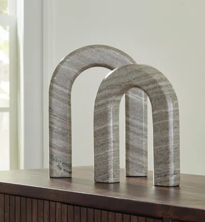 Ashley Keithton Marble Sculpture Set (set Of 2) In Taupe