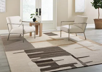 Ashley Kencher 10' X 14' Rug In Beige/brown
