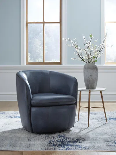 Ashley Kierreys Leather Swivel Chair Leather In Ocean