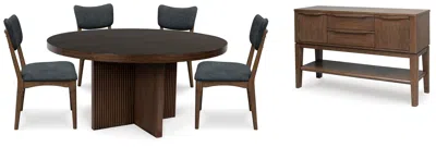 Ashley Korestone Dining Table And 4 Chairs With Storage In Dark Brown