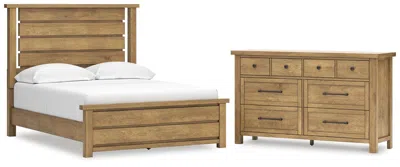 Ashley Kristiland Queen Panel Bed With Dresser In Light Brown