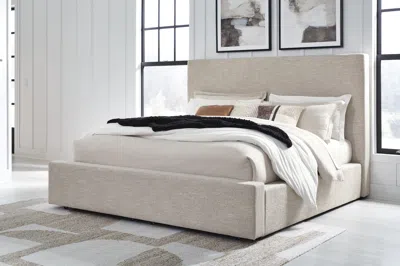 Ashley Kristiland Queen Upholstered Storage Bed In Light Brown