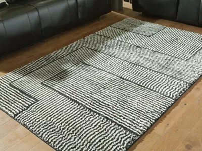 Ashley Kurtmen 5' X 7' Area Rug In Black/ivory