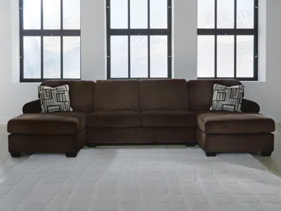 Ashley Landsings 3-piece Sectional With Double Chaise In Chocolate
