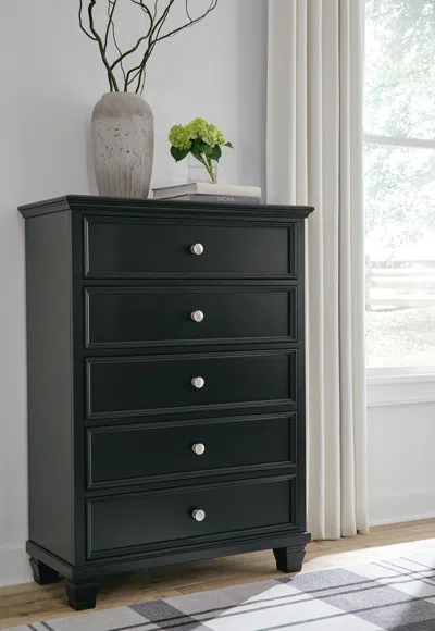 Ashley Lanolee 5 Drawer Chest Of Drawers In Black