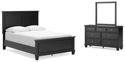 Ashley Lanolee Full Panel Bed With Mirrored Dresser In Black