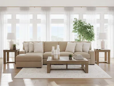 Ashley Larce Next-gen Nuvella™ Performance Fabric 3-piece Sectional With Chaise In Dune