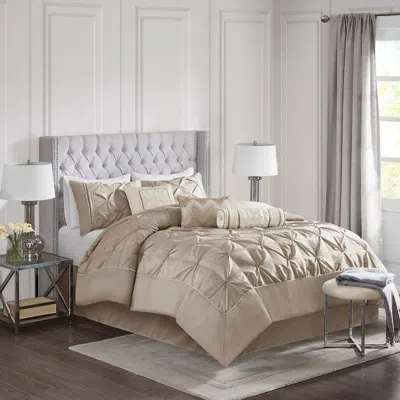 Ashley Laurel California King 7 Piece Tufted Comforter Set In Taupe