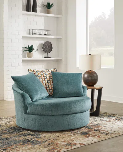 Ashley Laylabrook Oversized Swivel Accent Chair In Teal