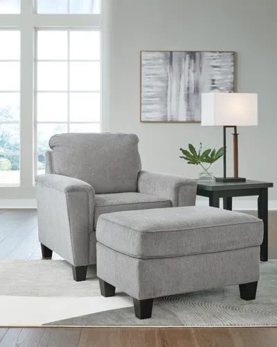 Ashley Leeshan Chair And Ottoman In Steel