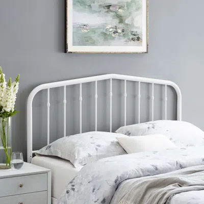 Ashley Lennon King Metal Headboard In White