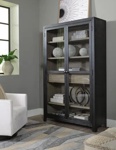 Ashley Lenston 2 Door Accent Cabinet In Black/gray
