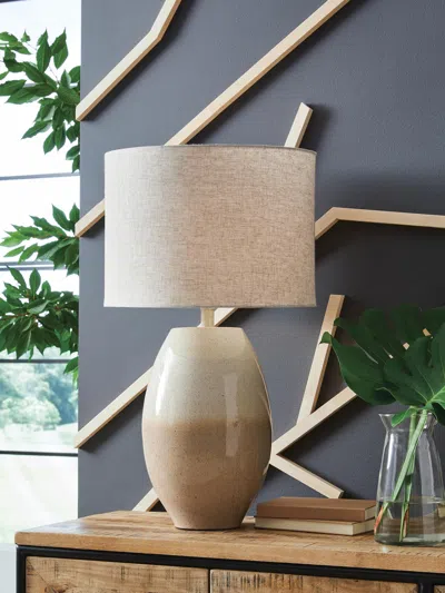 Ashley Linas Table Lamp In Cream/beige