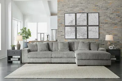Ashley Lindyn 3-piece Modular Sofa With Chaise In Fog