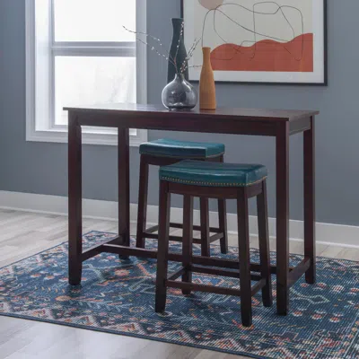 Ashley Linon Claridge Counter Height Dining Table And 2 Bar Stools Set In Blue