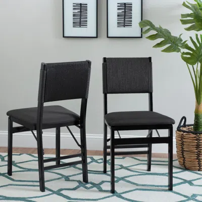 Ashley Linon Hutch Rope Folding Chair In Black