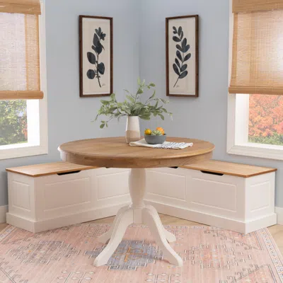 Ashley Linon Landin Corner Nook Dining Set In Natural/white