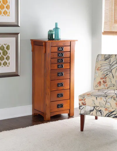 Ashley Linon Marlo Jewelry Armoire In Mission Oak
