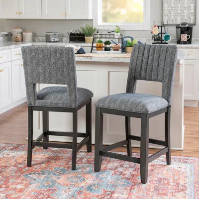 Ashley Linon Opal Counter Stool (set Of 2) In Charcoal