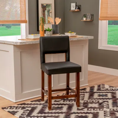 Ashley Linon Vega Counter Height Bar Stool In Black