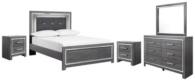 Ashley Lodanna Full Panel Bed With Mirrored Dresser And 2 Nightstands In Gray