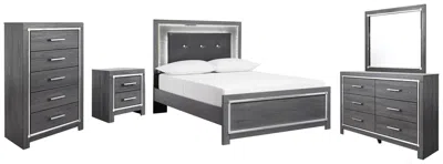Ashley Lodanna Full Panel Bed With Mirrored Dresser In Gray