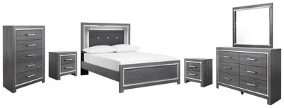 Ashley Lodanna Full Panel Bed With Mirrored Dresser In Gray