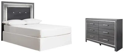 Ashley Lodanna Full Upholstered Panel Headboard Bed With Dresser In Gray
