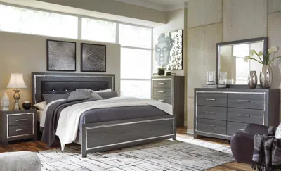 Ashley Lodanna King Panel Bed With Dresser In Gray