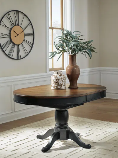 Ashley Loganeer Dining Butterfly Extension Table In Black/brown