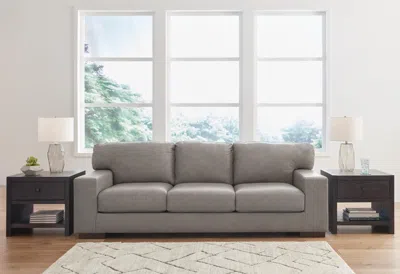 Ashley Lombardia Leather Sofa Leather In Fossil