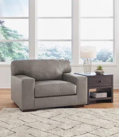 Ashley Lombardia Oversized Leather Chair Leather In Fossil